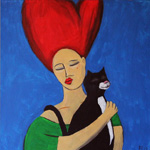 Cat Lady 2,acrylic on canvas, 50x50cm