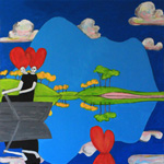 Deadgirls Rowing,Loch Fionn, acrylic on canvas, 102x127cm
