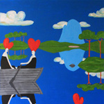 2 Deadgirls Rowing,acrylic on canvas, 102x127cm