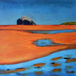 Bass Rock, acrylic on recycled canvas,50x50cm,£430