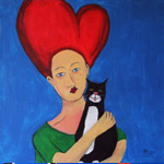Cat Lady 3,acrylic on canvas, 50x50cm
