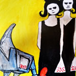 deadgirls feeding tvhen, acrylic on canvas, 50x40cm