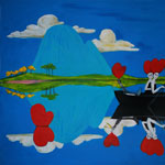 Deadgirls Rowing, acrylic on canvas, 81x102cm