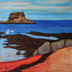 Fidra Swans 3, acrylic on canvas,50x50cm