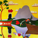 Seordag and Deadgirls Yellow Sky 3,acrylic on canvas, 102x127cm