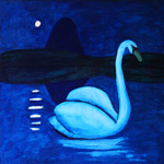 Swan, Night, Suilven 2, acrylic on repurposed wood.